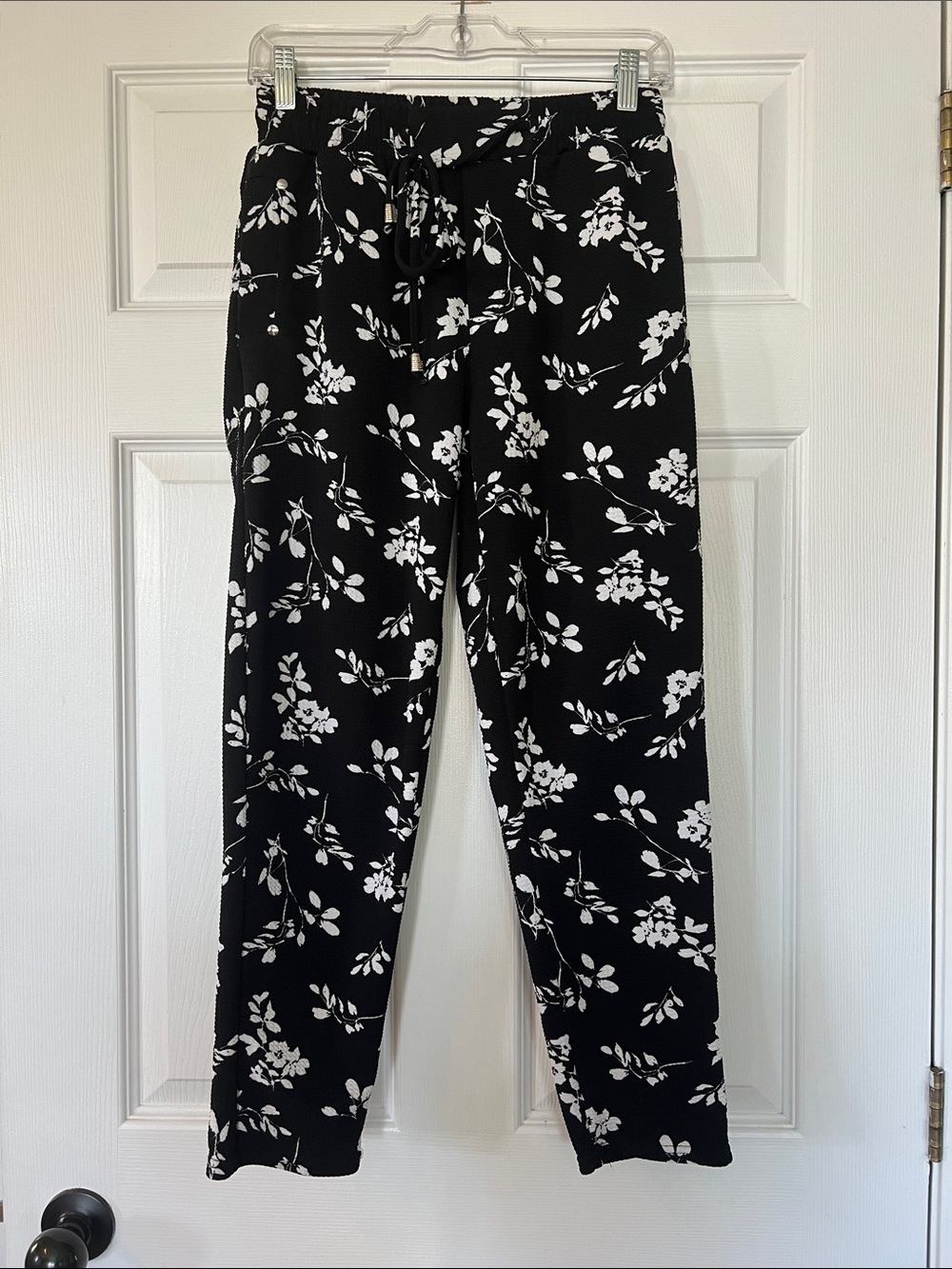 Black Floral Drawstring for Women